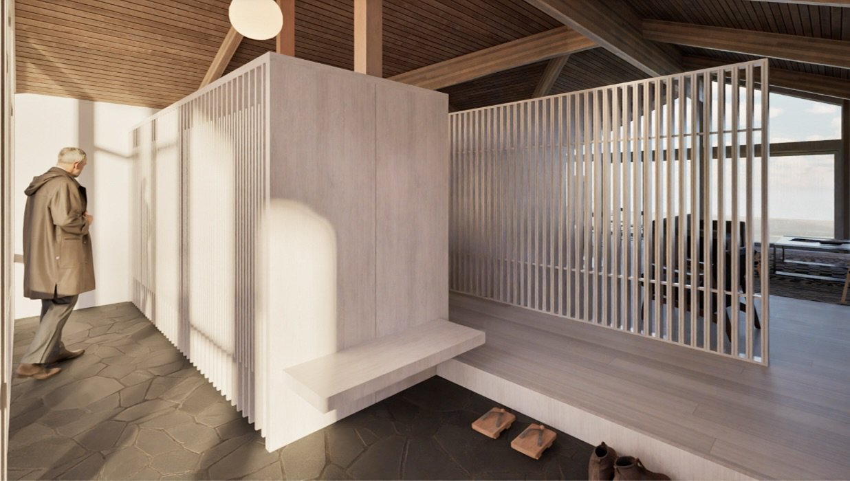 Introducing a traditional Japanese entry concept that establishes a defined area for removing shoes and outerwear, supporting a comfortable and shoe-free home environment. 

Architecture: @gsw_architects 
Interior Design: @karasawa_interiorstudio 
La
