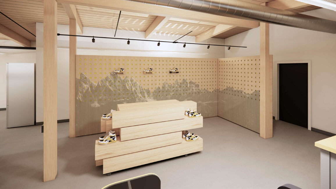  Workspace Design Concept  Vibram Portland Office  Location: NW Portland  Scope of Work: Design Concept &amp; Custom Furniture Design 