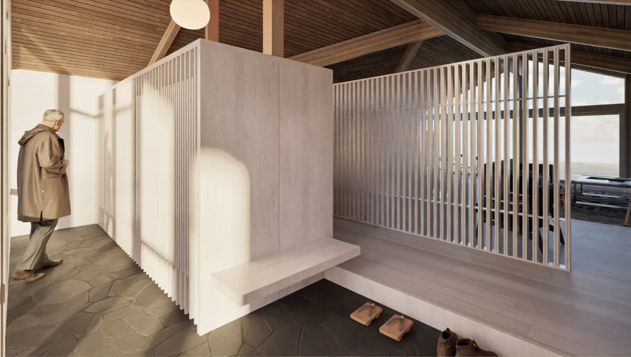 Introducing a traditional Japanese entry concept that establishes a defined area for removing shoes and outerwear, supporting a comfortable and shoe-free home environment. 

Architecture: @gsw_architects 
Interior Design: @karasawa_interiorstudio 
La