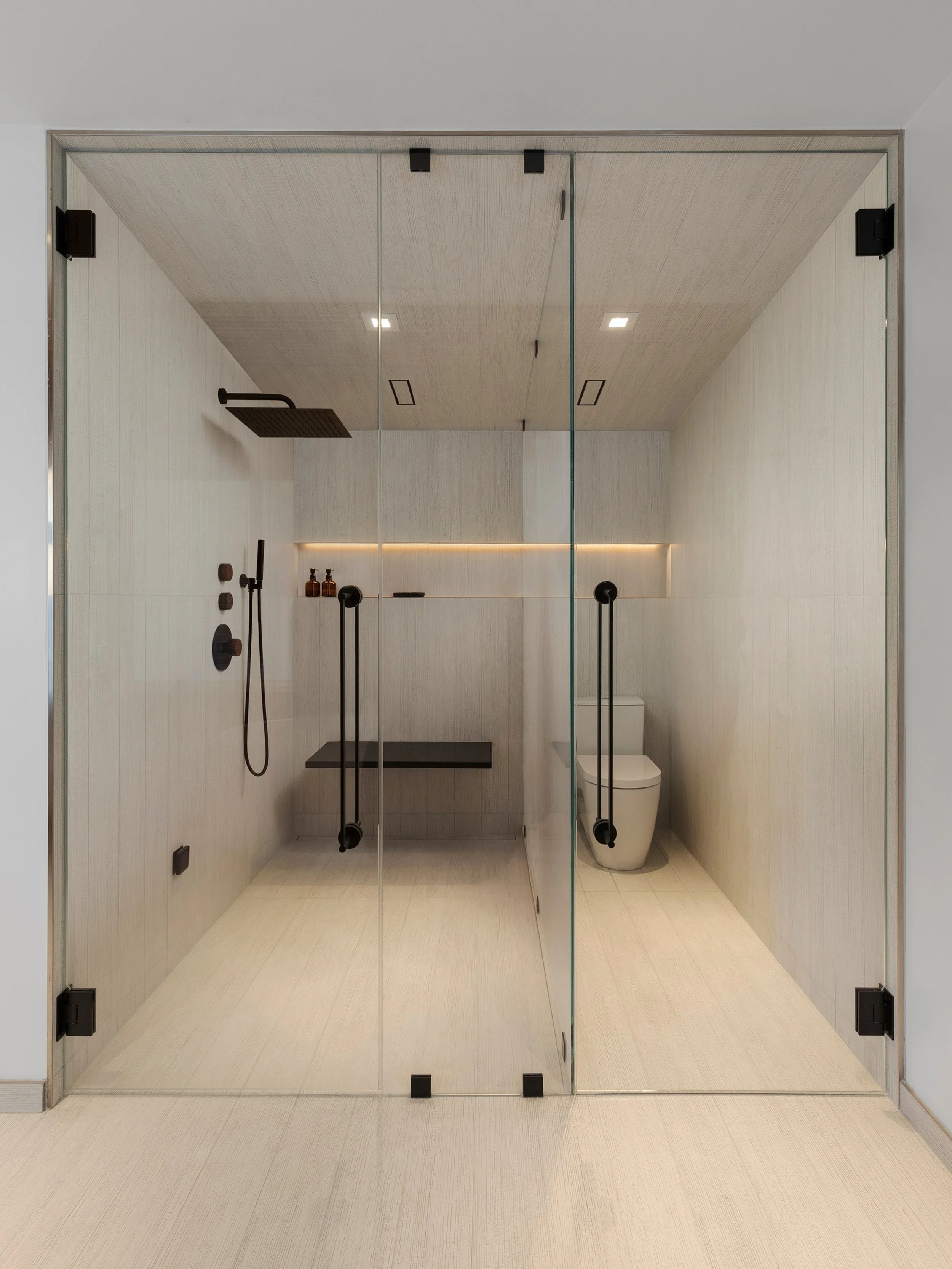 Soft textures, warm light, and sleek detailing- a bathroom designed to slow the pace and bring a sense of quiet luxury to everyday rituals. 

Interiors: Karasawa Interior Studio 
Architect: @gsw_architects 
Build: @hamishmurrayconstructioninc 
Photog