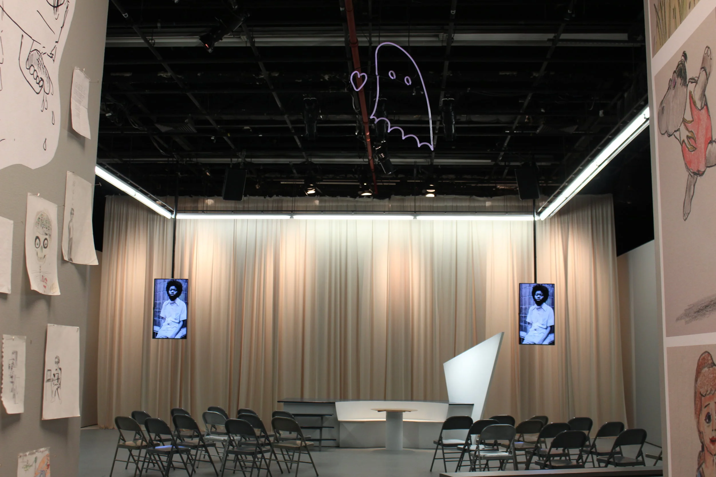 Installation view of Half Straddle:&nbsp;Here I Go, pt. 2 of You, 2017.