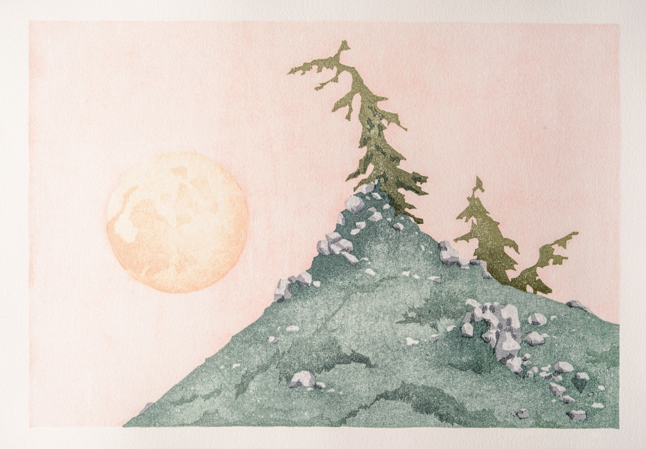 Traditional Japanese Watercolour Woodblock Print by Laura Boswell