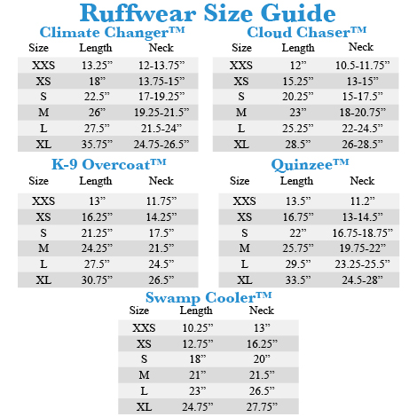 ruffwear swamp cooler sizing