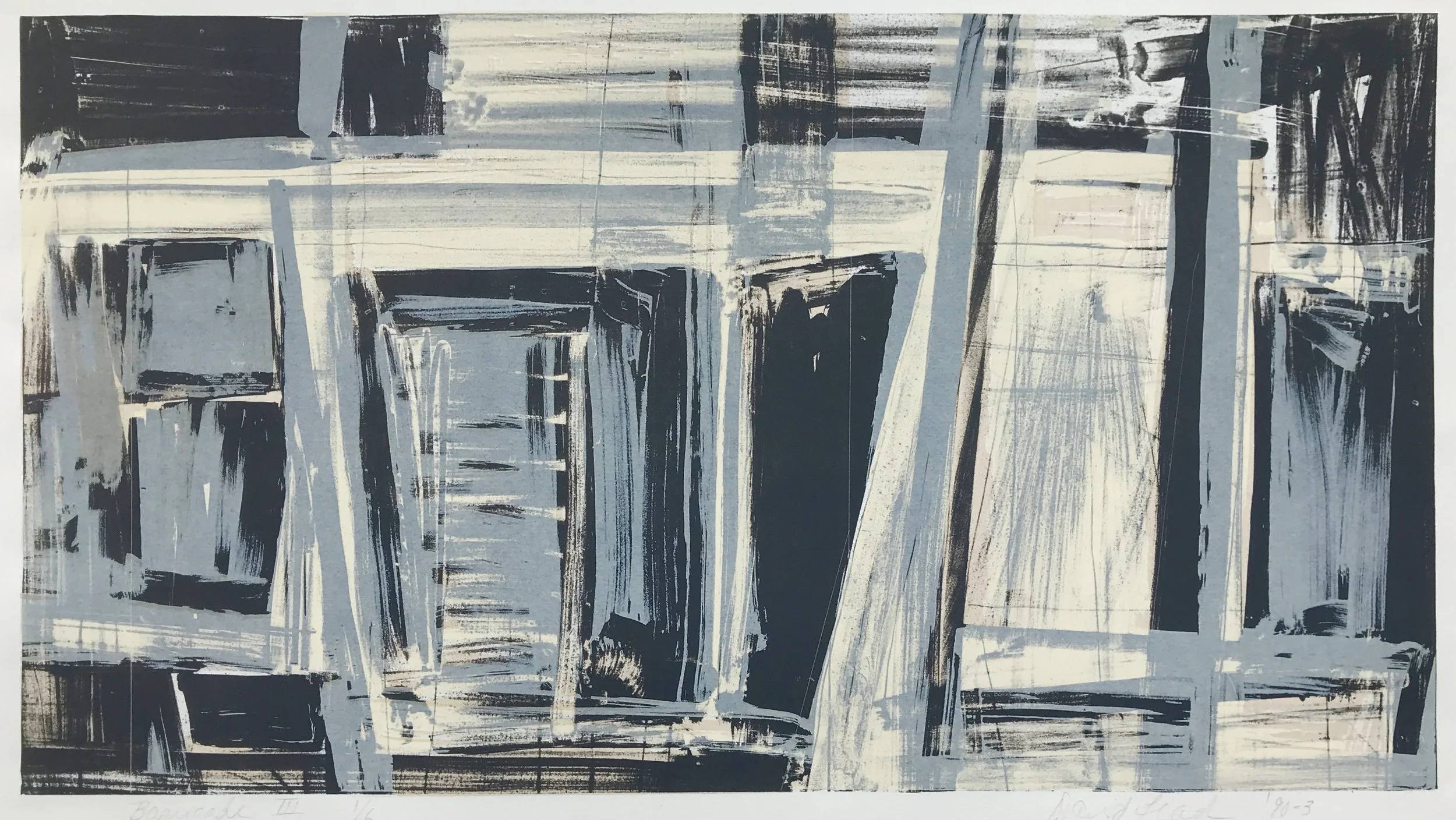 Barricade III . 1993. 13 × 22 in., lithograph and screen print