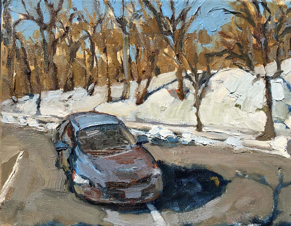 Snow, Oil on canvas, 8" x 10"