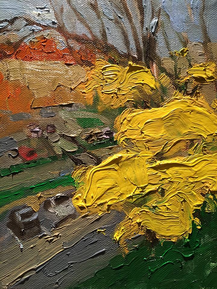 Fall Parking Lot, Oil on canvas, 10" x 8"