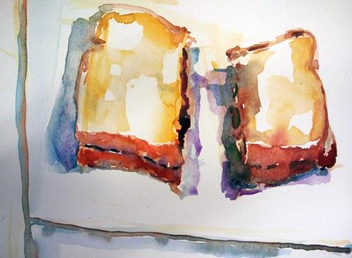Sandwich 2, Watercolor on paper, 6" x 6"