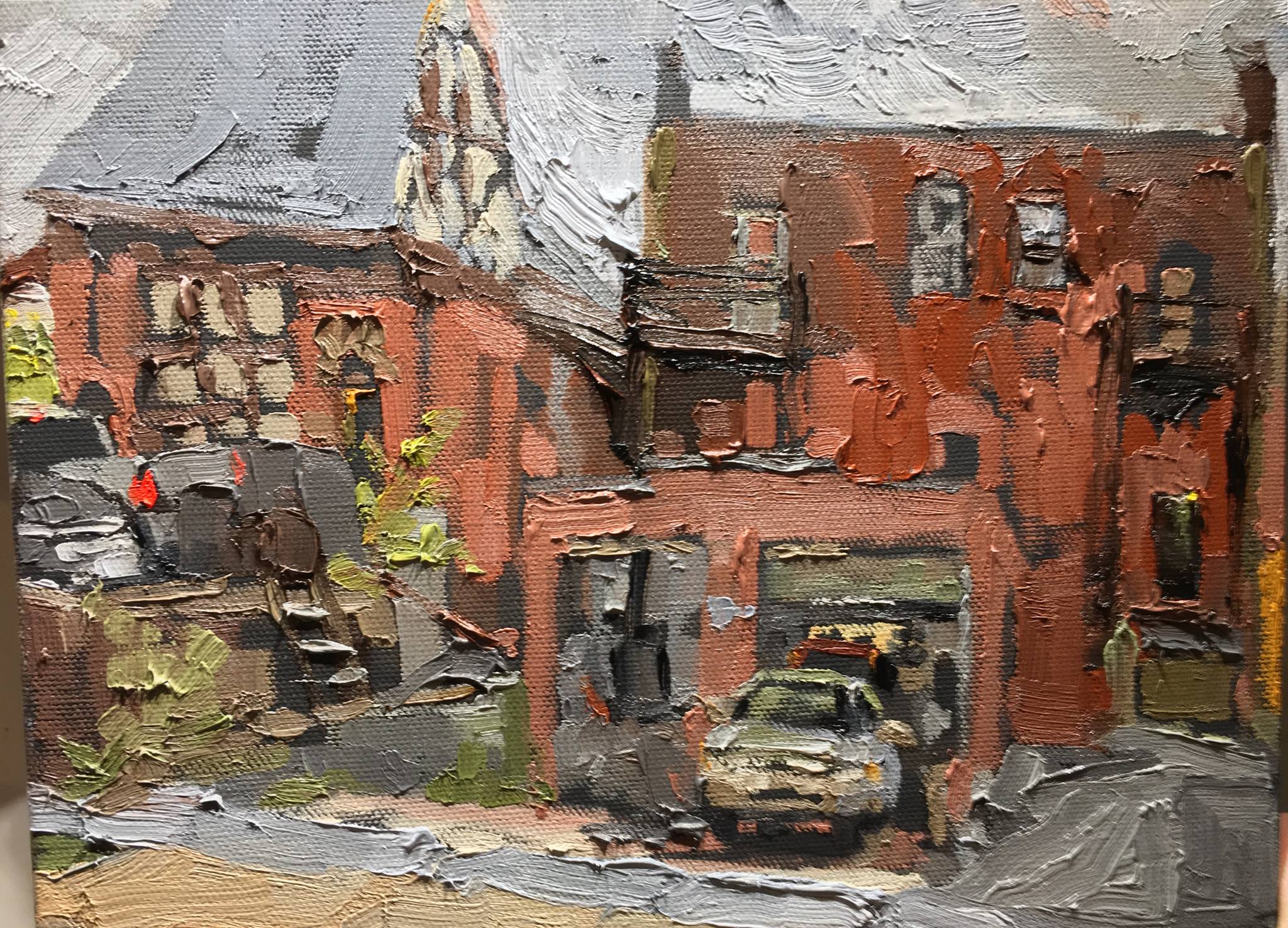 Village Auto Repair, oil on canvas, 8" x 10"