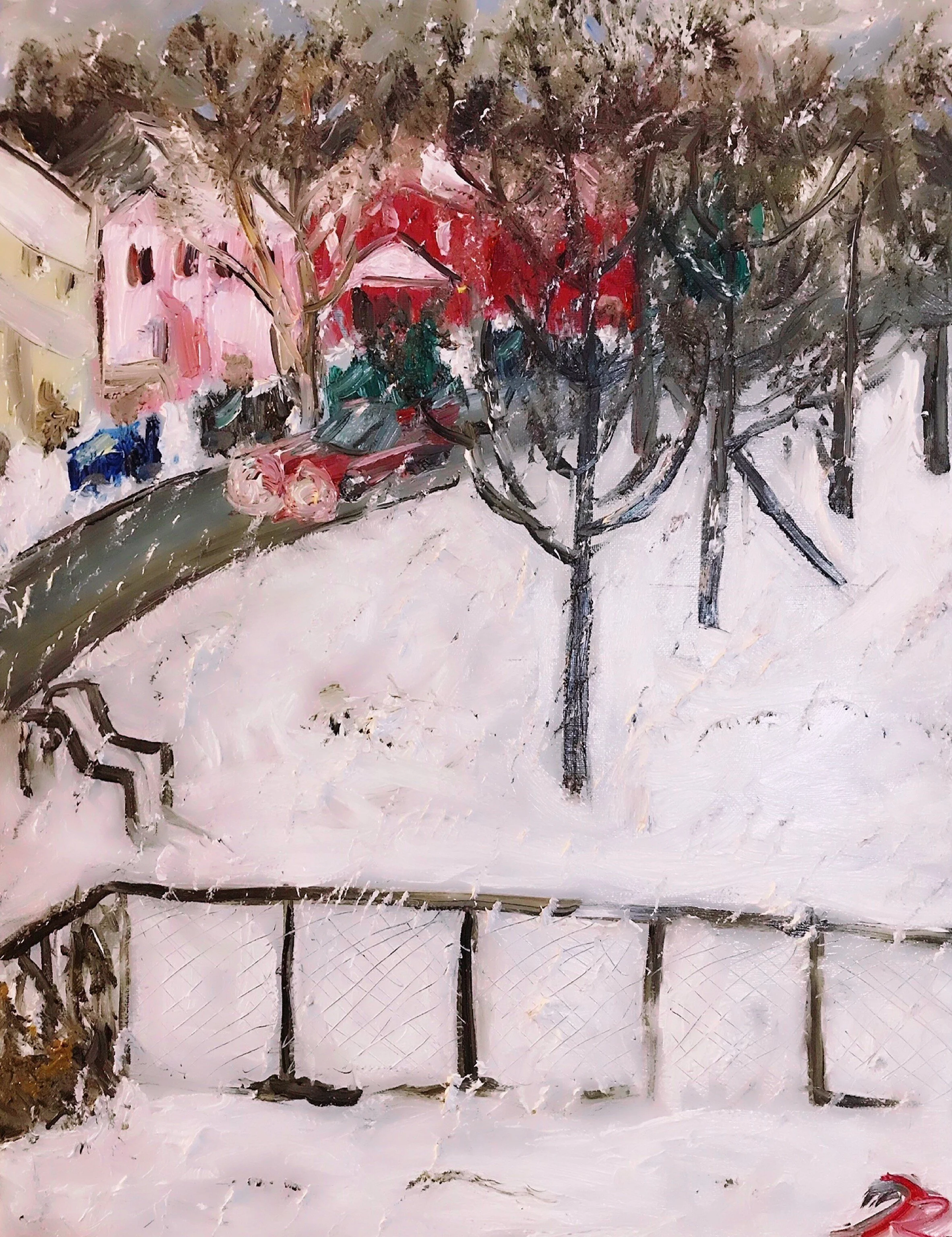 Winter in Mayberry. 18x24 Oil on Canvas. SOLD. 🔎