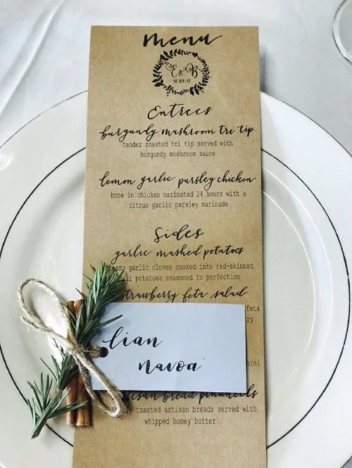 Printable Wedding Menu starting at $25