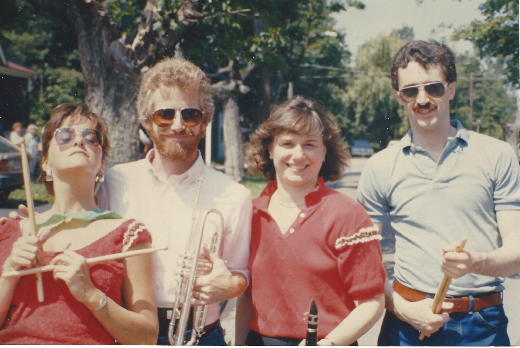  Marianne, Charlie, Cathy, and Jim playing on St. Anthony's Day in Cortland (1986) 
