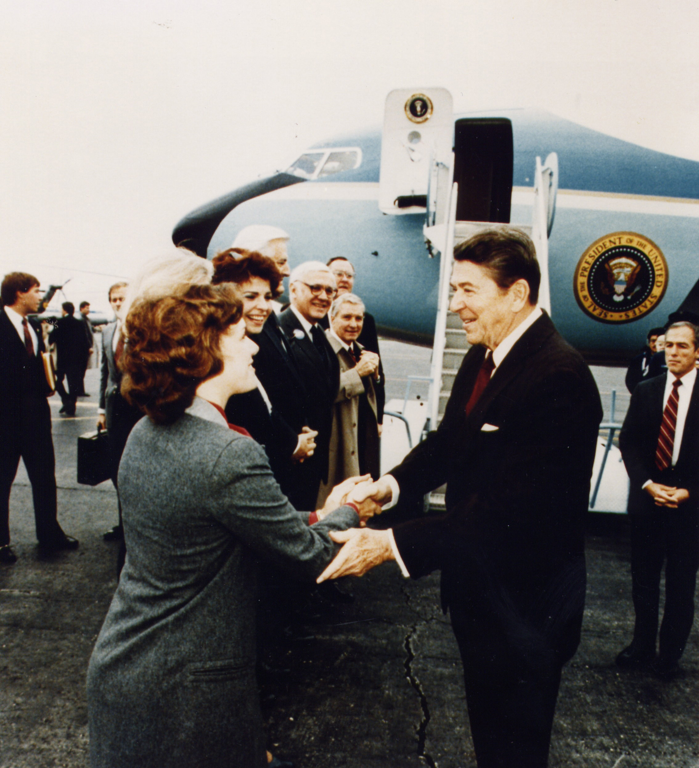  Greeting President Reagan in Chicago with Judy Baar Topinka and others (1984) 