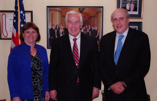  Catherine Bertini with Senator Richard Lugar and fellow co-chair of the Chicago Council on Global Affairs Agriculture Development Initiative Dan Glickman (2009) 