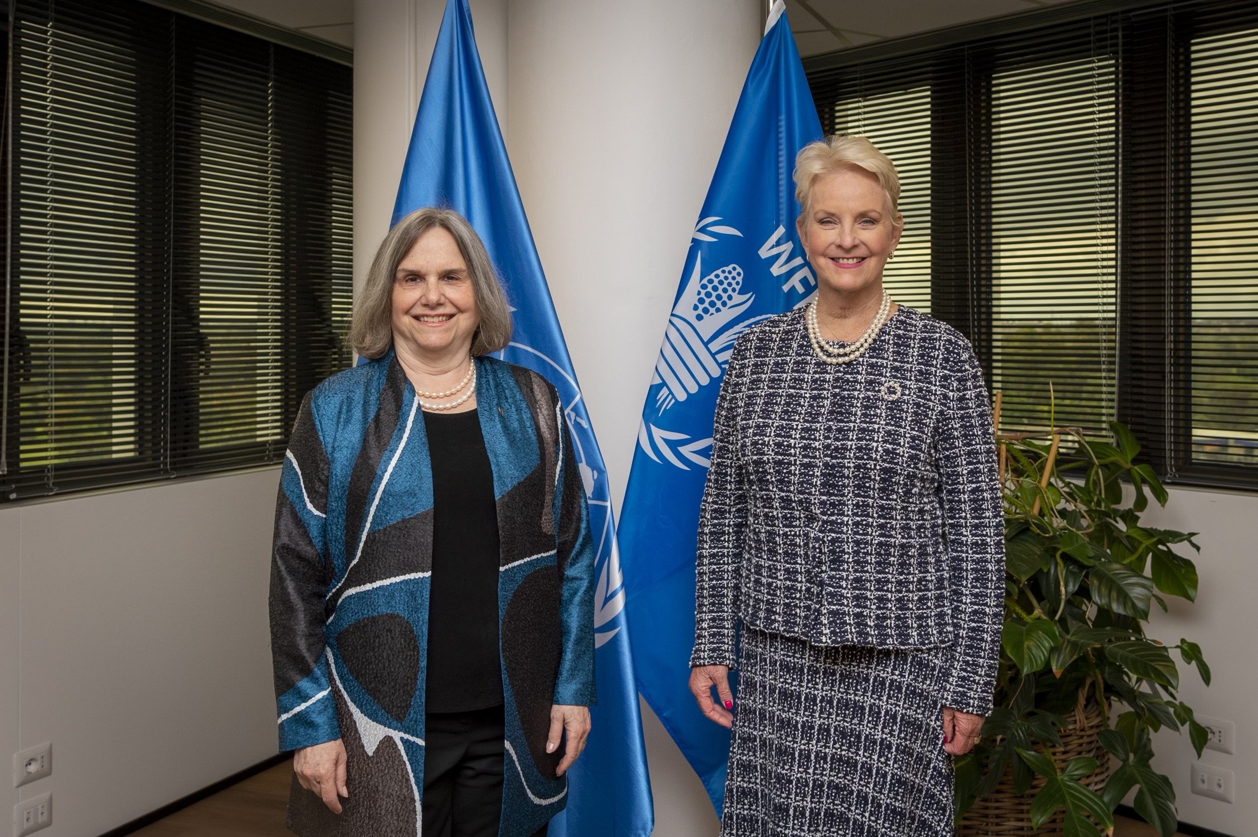  Catherine Bertini with current WFP executive director Cindy McCain in Rome, May 2023 