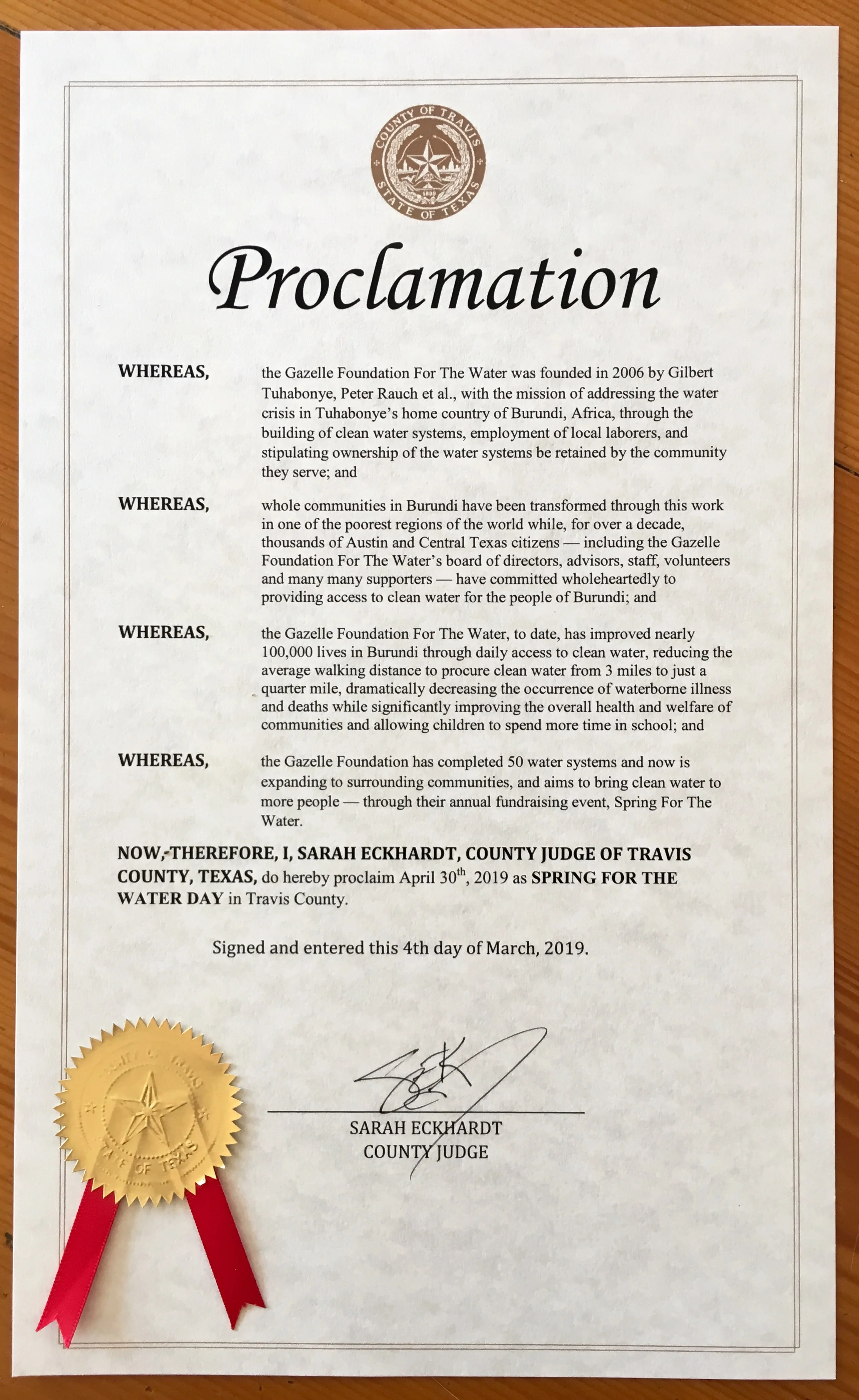 April 30, 2019 was Spring For The Water day in Austin, Texas.