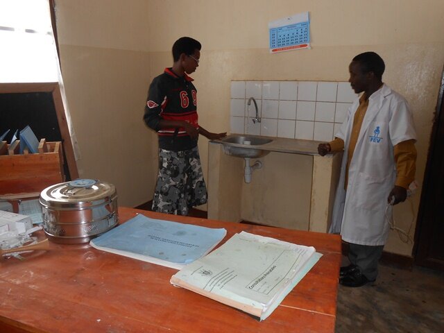 Water flowing in the health center rooms.JPG