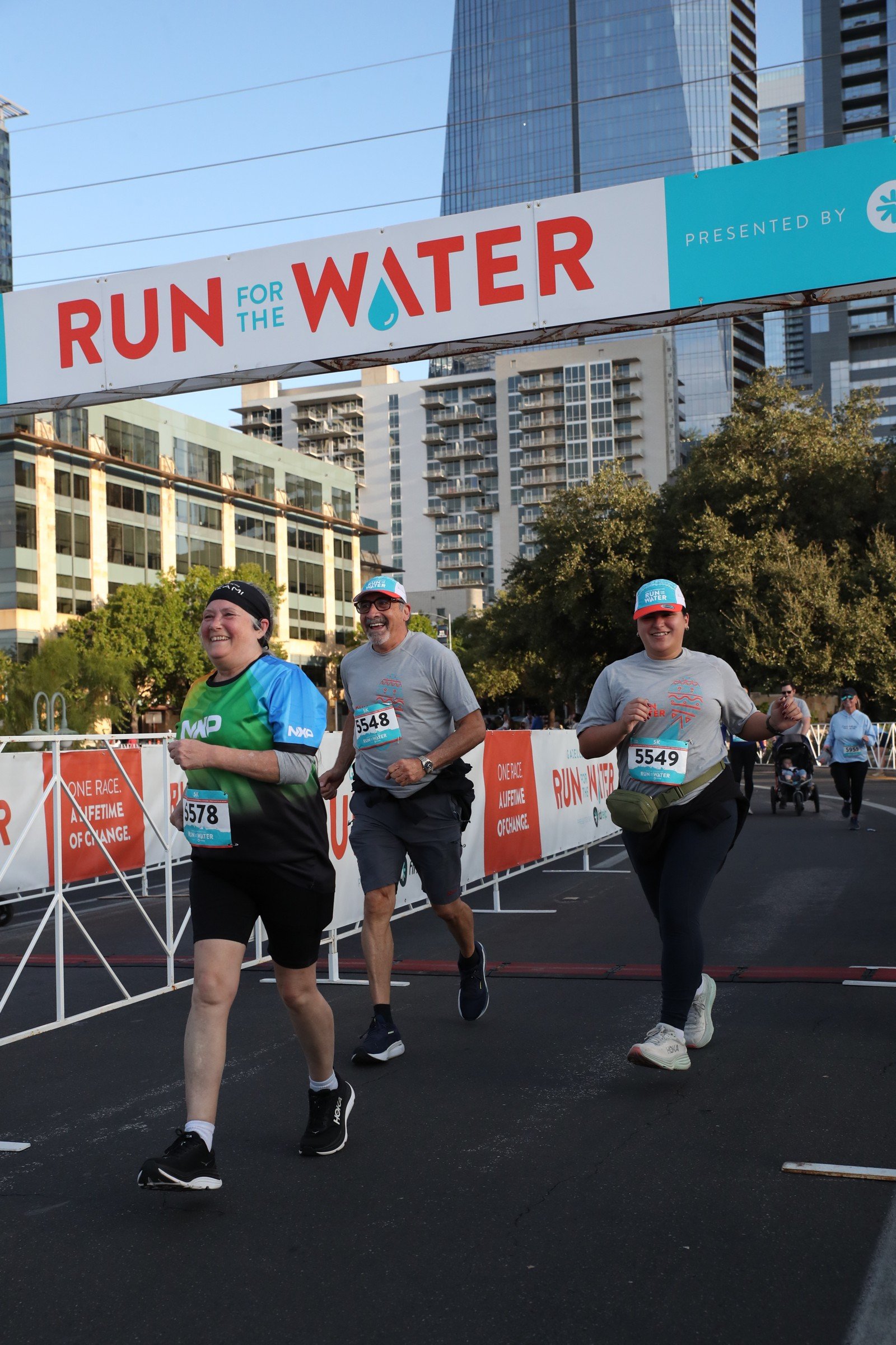 Leann Castillo (right) finishes her first race at Run For The Water