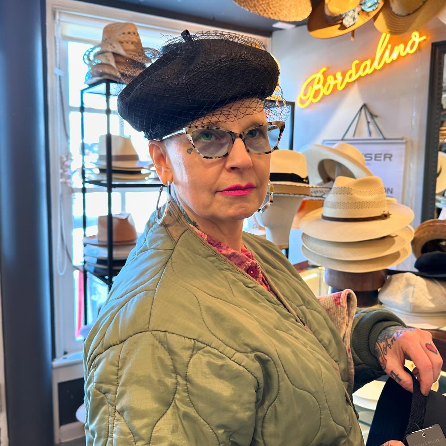 ✨Trying on hats at @eclipsehatshop ✨✨✨
A fabulous locally owned hat shop in our historic @pikeplacepublicmarket 
Go down and see Sharon &amp; Diego and support local Seattle businesses keeping it real!💛✨💛
&bull;
&bull;
&bull;
#thevajra #vajra #thev