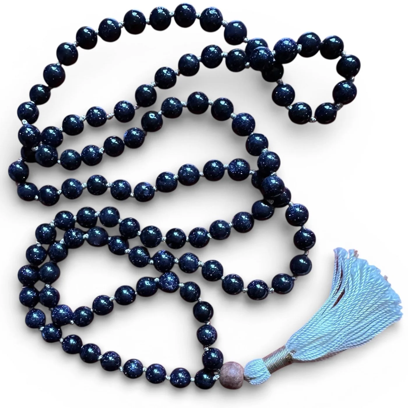 VAJRA BLUE GOLDSTONE MALA HAND KNOTTED 108 BEAD