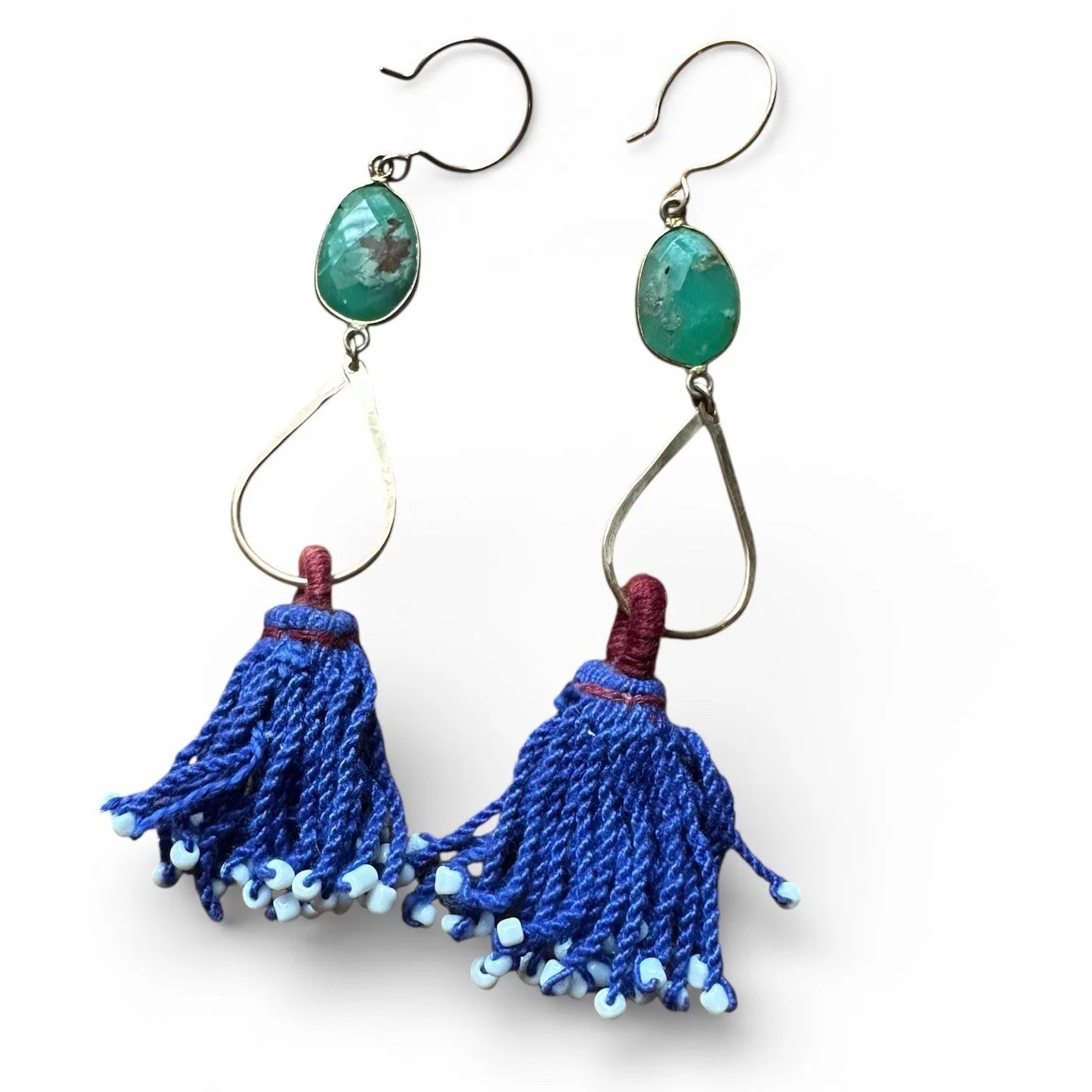 Vintage Tassel Earrings with Green Turquoise