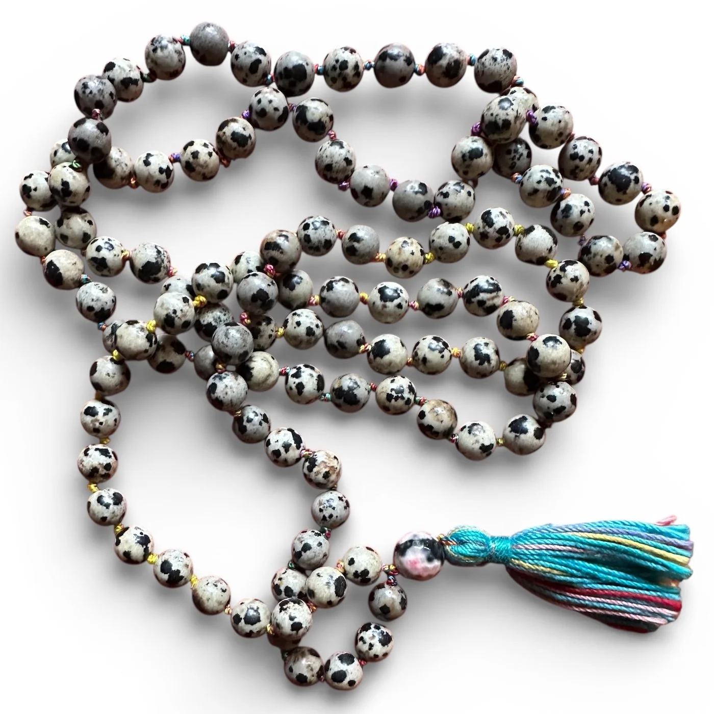 DALMATIAN JASPER HAND KNOTTED MALA