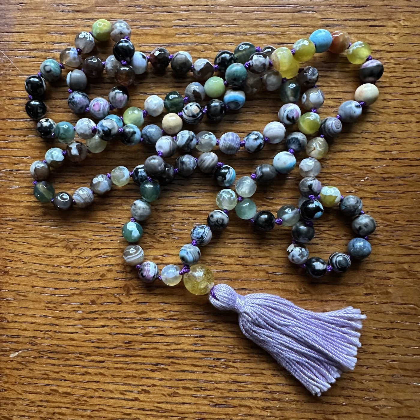 MULTI STONE AGATE HAND KNOTTED MALA