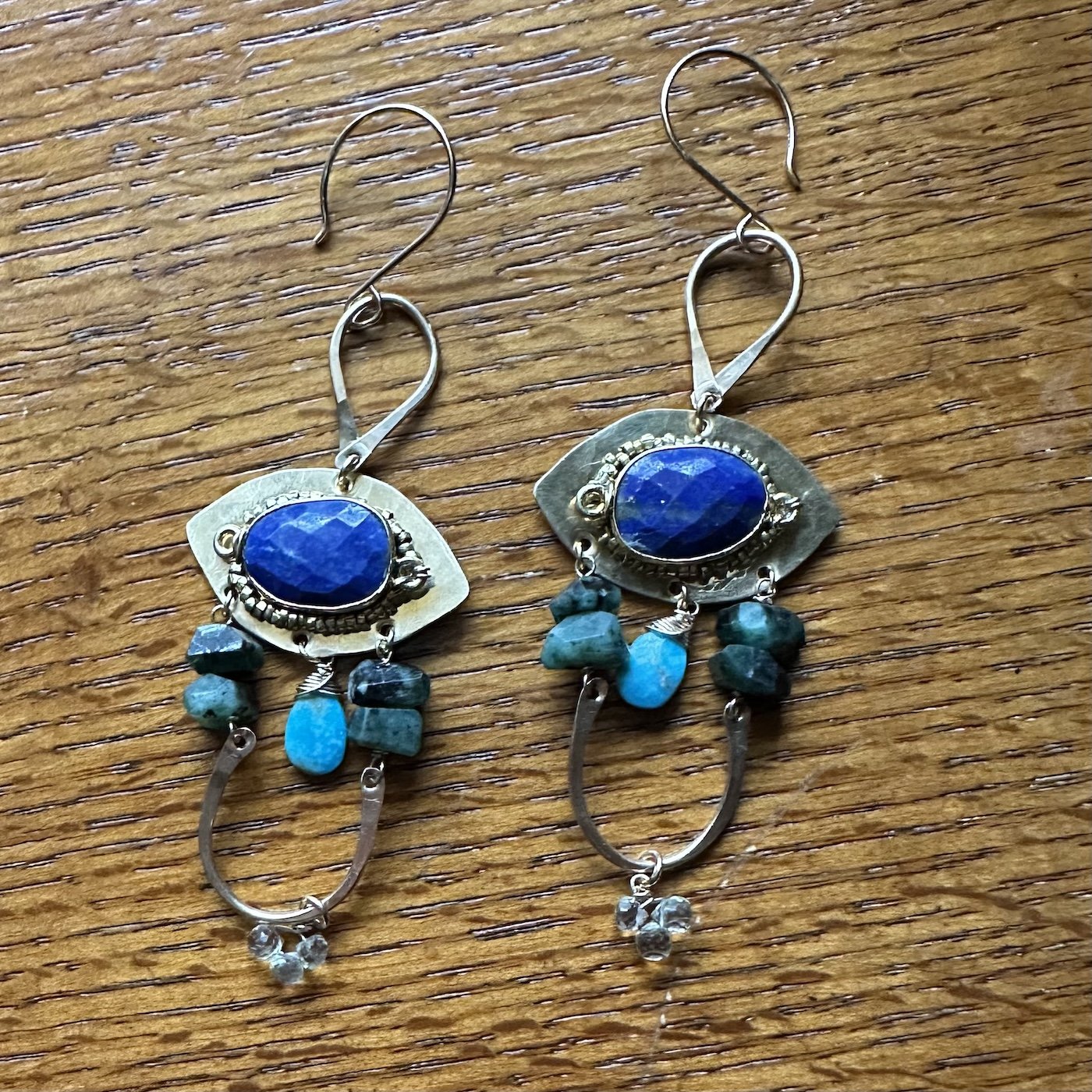 Blue Dream Lapis Eye & Brass Earrings