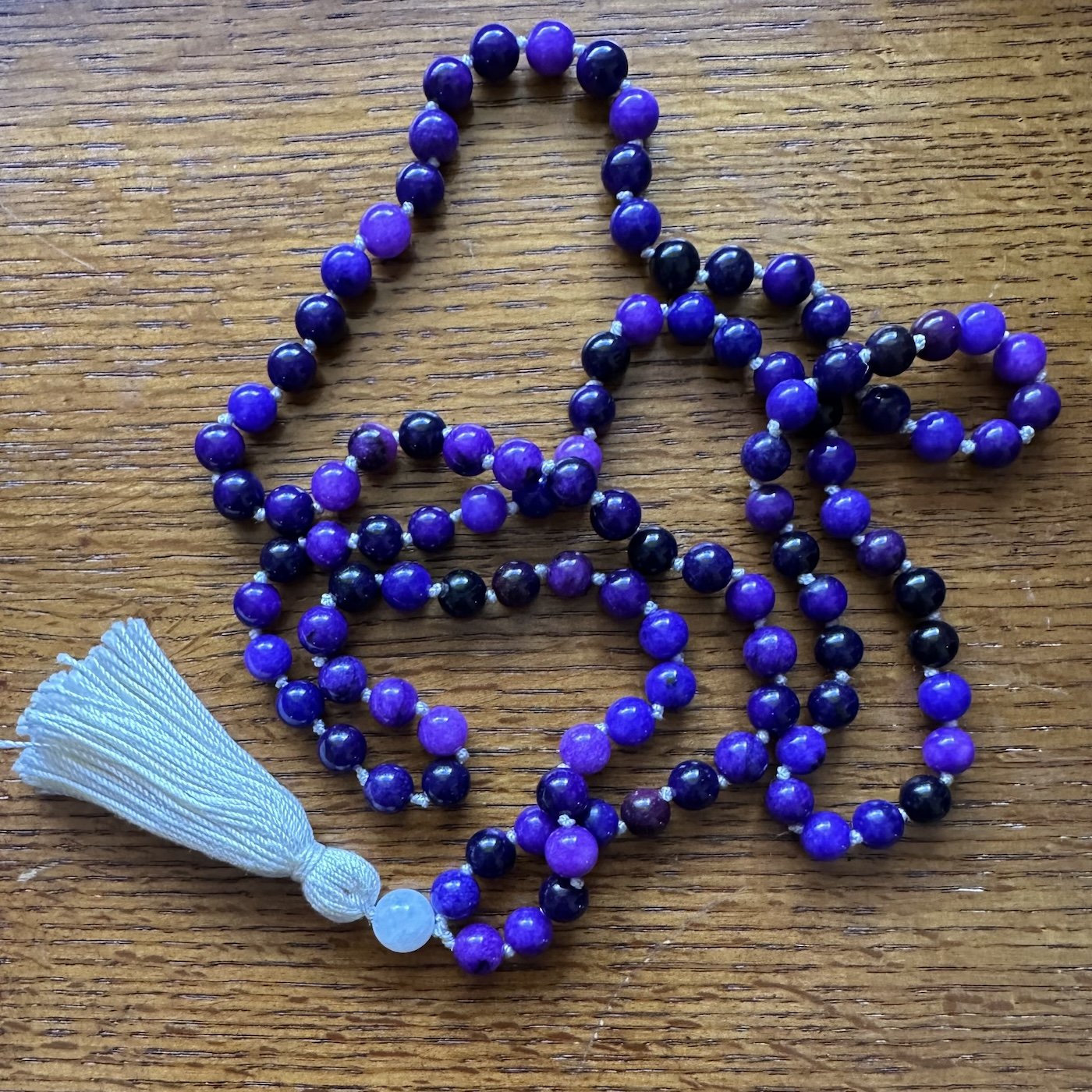 VAJRA PURPLE AGATE HAND KNOTTED 108 BEAD MALA