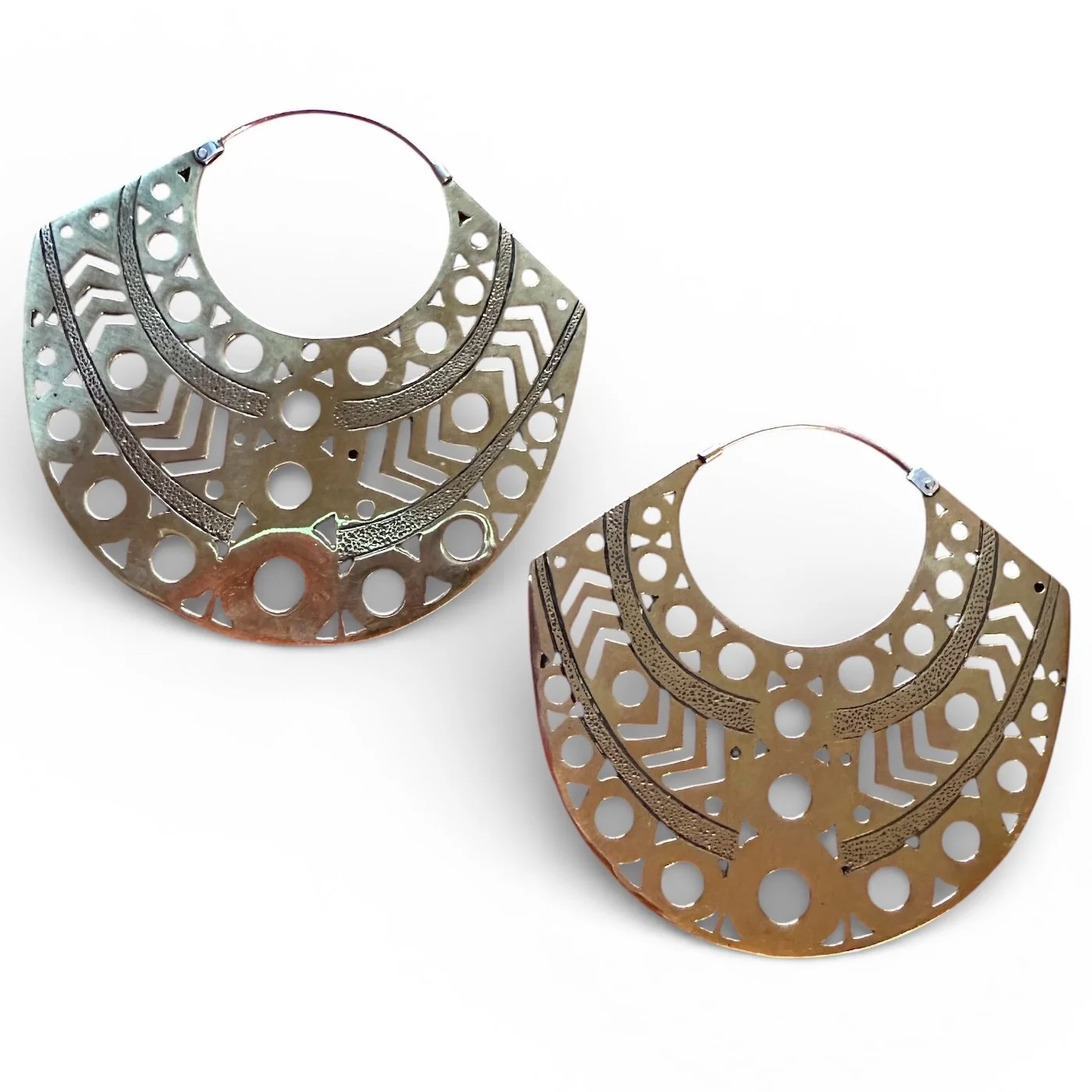 BRASS INDONESIAN HOOP EARRINGS IN TRIBAL
