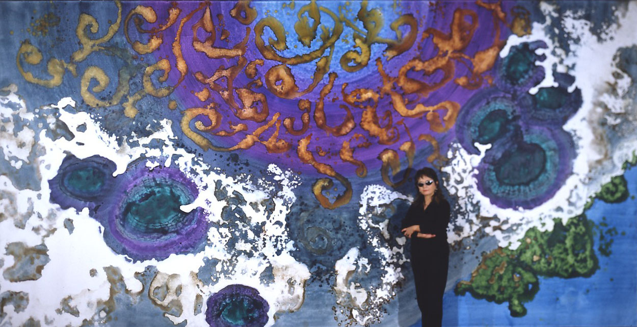  "Sunken Treasure" 2003, with Artist, Sunken Treasure Series, acrylic on canvas, 10 x 20 feet (305 x 611 cm). 