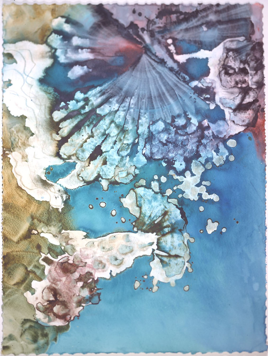  "Blue Crystal" 1998, Crystal Reef Series, acrylic on paper, 42 x 32 inches (107 x 81 cm). 