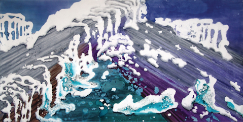  "Glacier Temple Melting" 2007, Glacier Melting Series, acrylic on canvas, 10' x 20' (305 x 610 cm). 