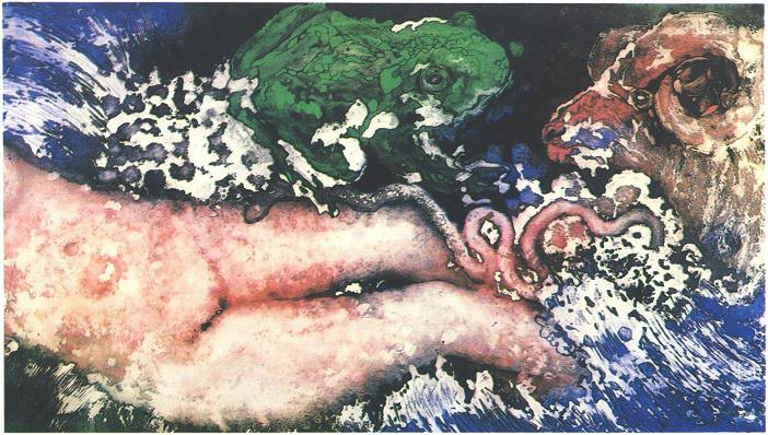  "Spring Bather" 1985,&nbsp;Dream Series, acrylic on paper, 42 x 72 inches (107 x 183 cm). 