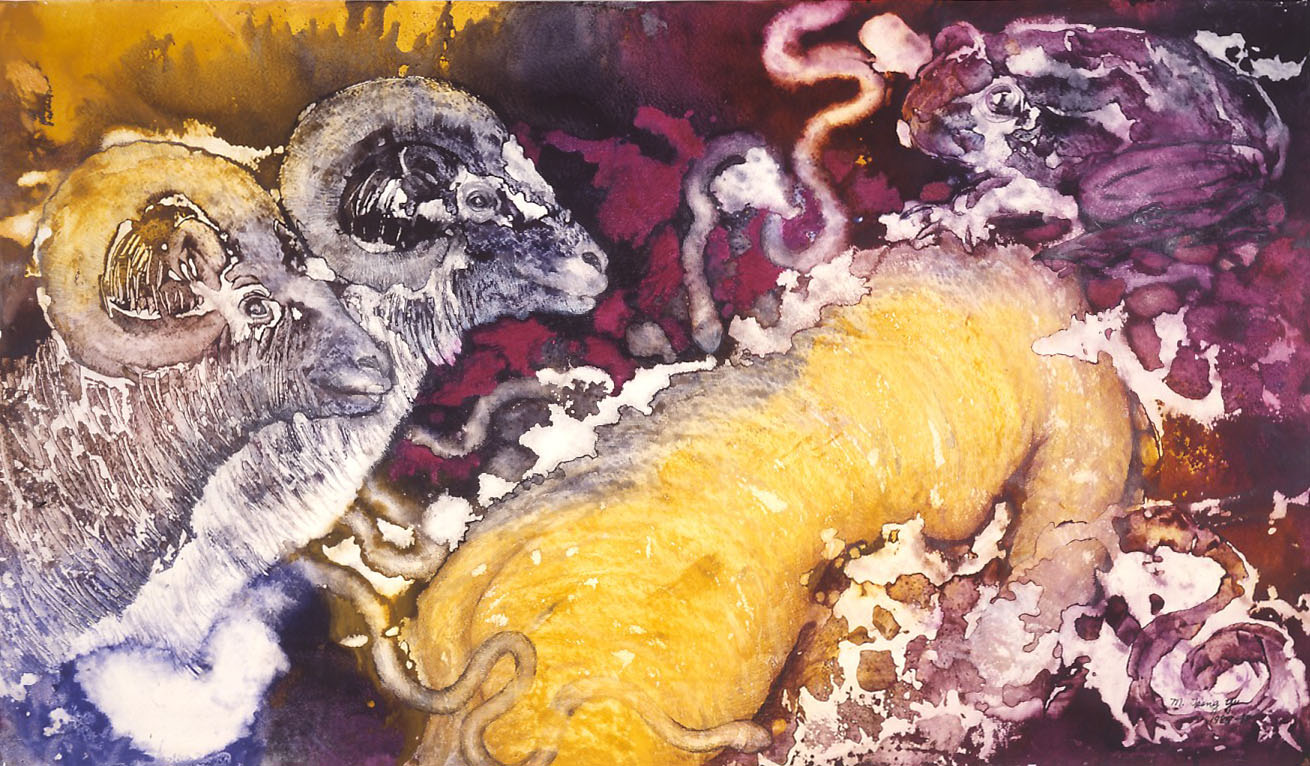  "Winner Takes All" (1985),&nbsp;Dream Series, acrylic on paper, 42 x 72 inches (107 x 183 cm). 