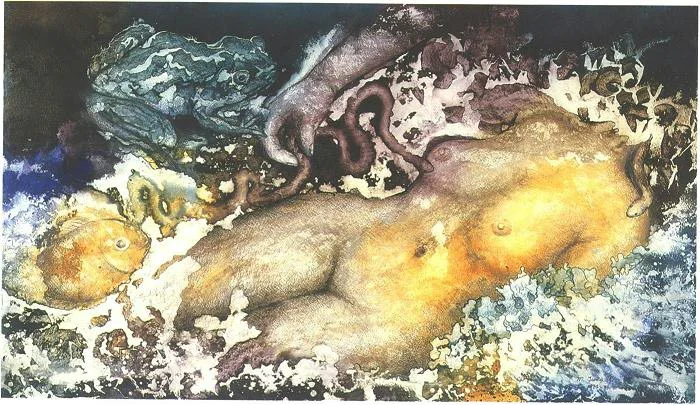 "Gentle Touch", Dream Series, acrylic on paper.