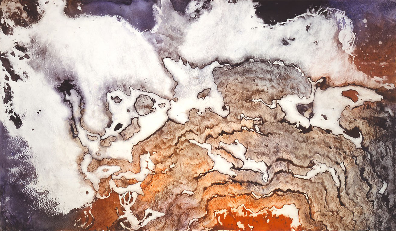  "Molten Lava" 1984, Molten Lava Series, acrylic on paper, 42 by 72 inches (107 by 183 cm). 