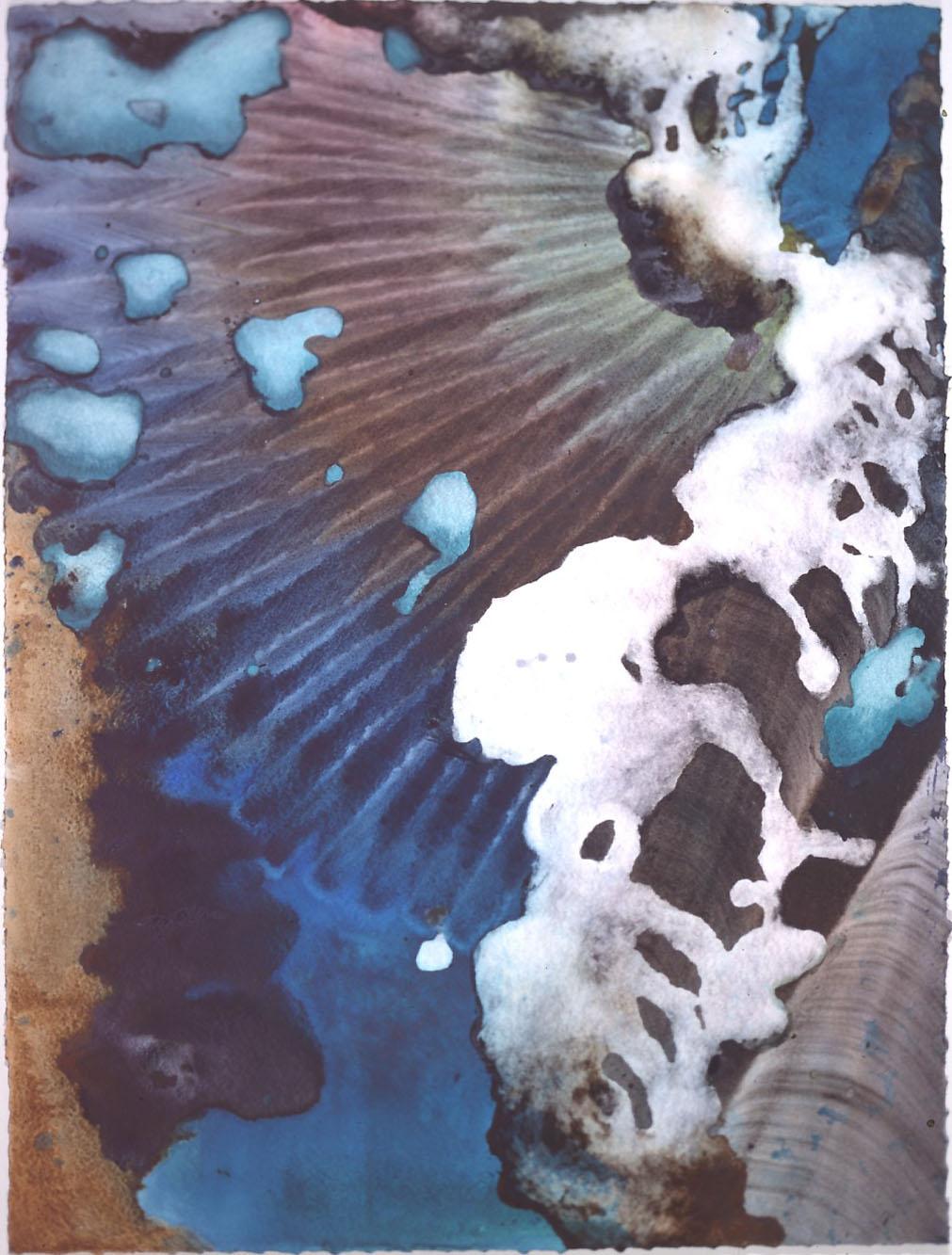  "Turquoise Floating" 1999, Turquoise Floating Series, acrylic on paper, 42 x 32 inches (107 x 81 cm). 