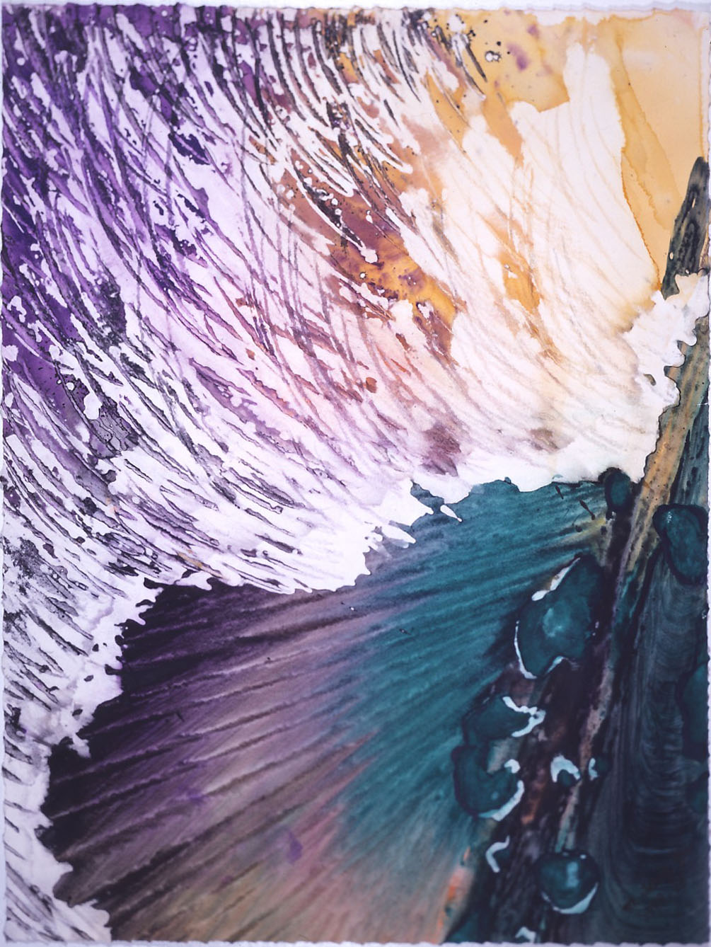 "Forest Rain" 1999, Rainforest Series, acrylic on paper, 42 x 32 in (107 x 81 cm).