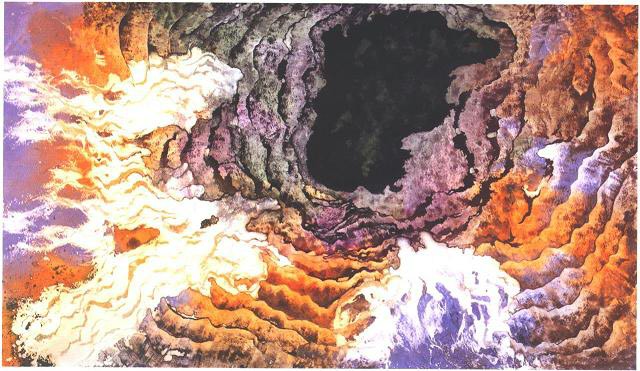  "Black Hole II" 1987, Black Hole Series, acrylic on paper, 42 x 72 inches (107 x 183 cm). 