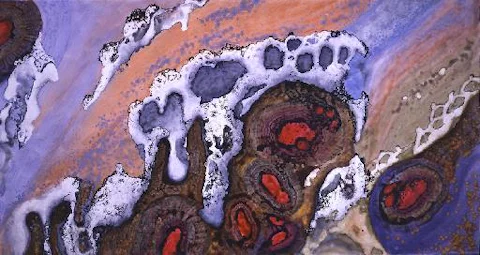 "Unearthed Ruby" 2003, Cave Treasure Series, acrylic on canvas, 10 x 18 feet (305 x 549 cm).