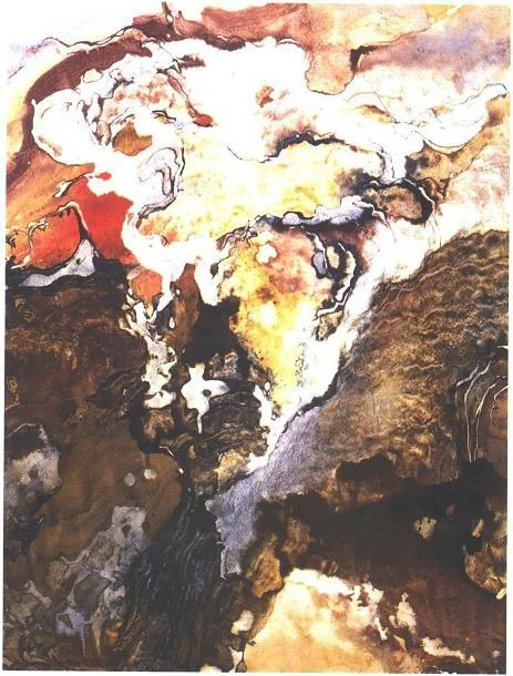 "Cave Painting" 1990, Cave Garden Series, acrylic on paper, 42 x 32 in (107 x 81 cm).