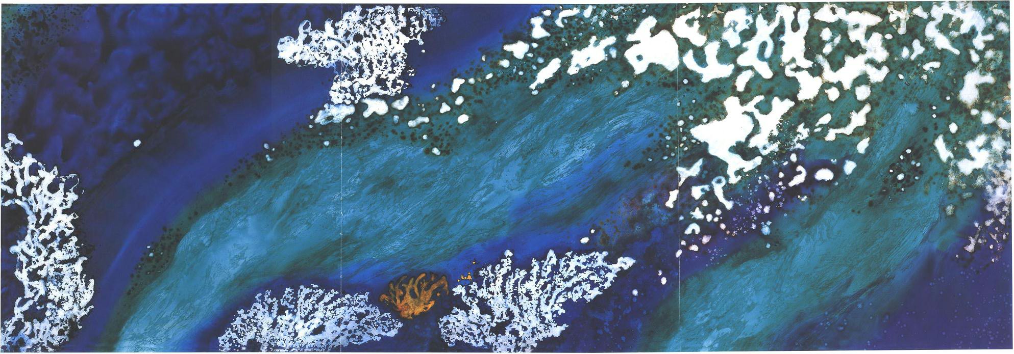  "Undercurrent" 1998, Deep Sea Garden Series, acrylic on canvas, 12 x 36 feet (366 x 1097 cm). 