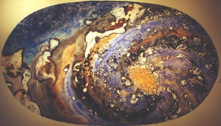  "Whirlpool" 1996, Galaxy and Milky Way Series, acrylic on canvas, Oval 8 x 14 feet (244 x 428 cm). 