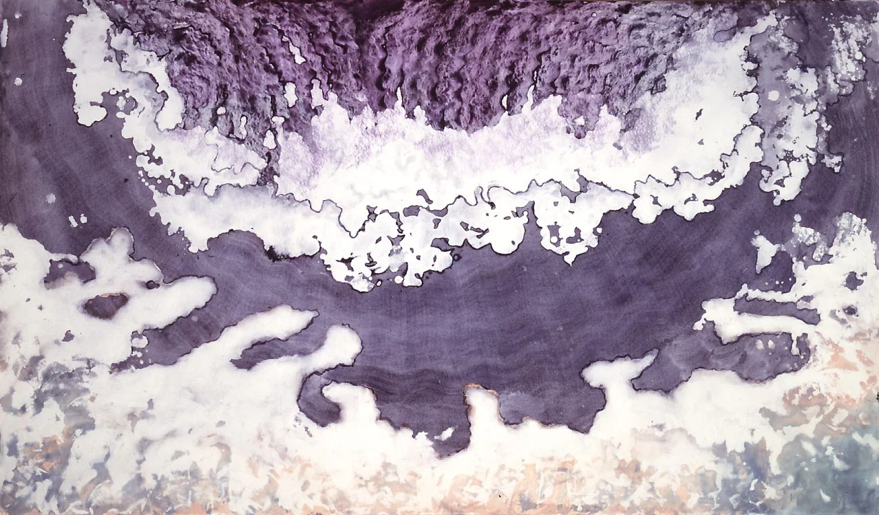 "Mushroom Cloud" 1987, Space and Universe, Mushroom Cloud Series, acrylic on paper, 42 x 72 in (107 x 183 cm).