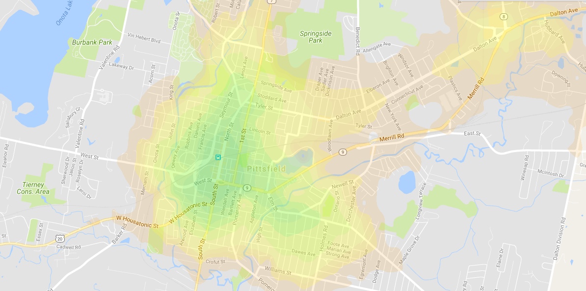 Walkability heat map courtesy of WalkScore.com