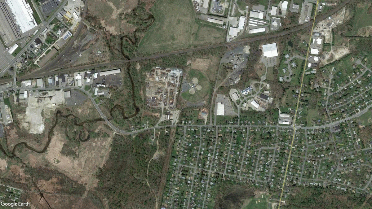 The solar landfill project at Downing Industrial Park and another to the south by National Grid (I believe. Someone correct me if I’m wrong though). The yellow line is the Dalton town line along Division Road and Hubbard Avenue.