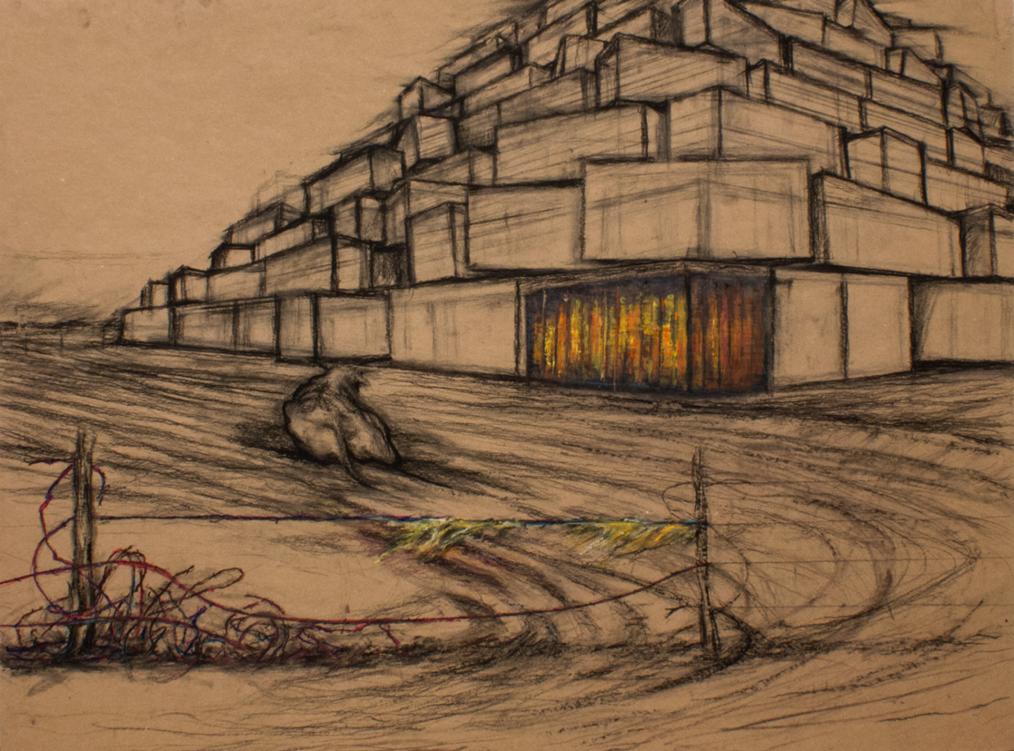 'Waller Landscape with Tower of Babel' panel 2 of 4 - sketch