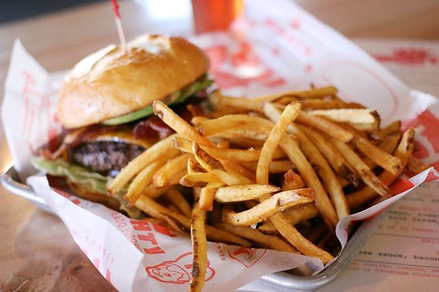 Do you know whats more magical than a burger with a side of fries? Nothing. #mightyburger #bacon #burger #cheese #twiceasnice #boogie #yum #fries #magic