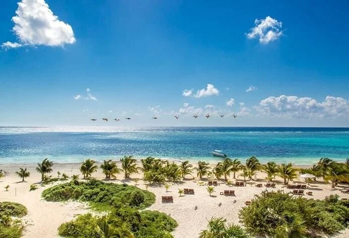 This hotel is new and gorgeous - probably in the top 5 most luxurious on the East Coast of Mexico. It’s said to be the best beach in the area. It’s only ~30min from the airport.
