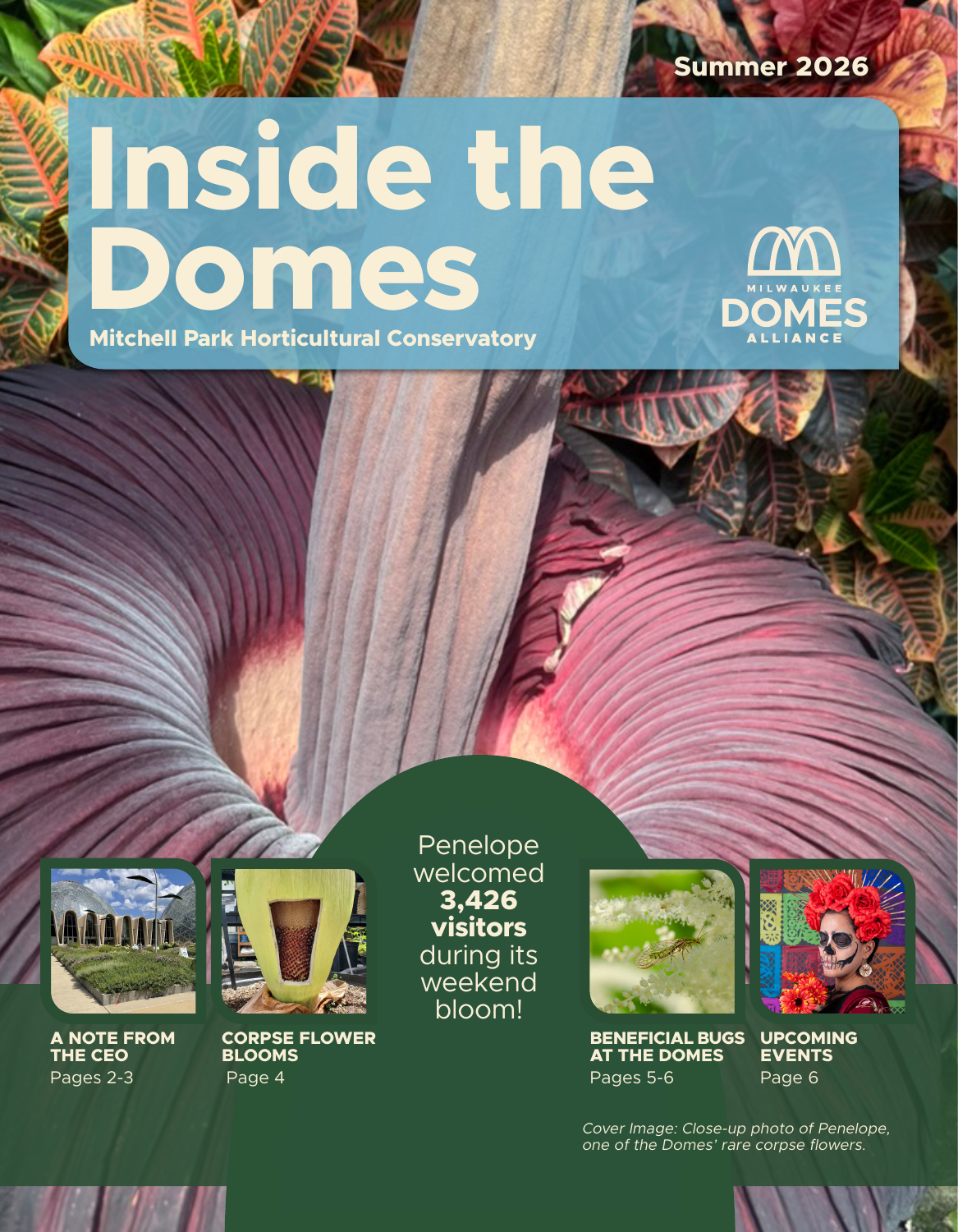 Inside the Domes, Summer 2026: member publication from the Milwaukee Domes Alliance.